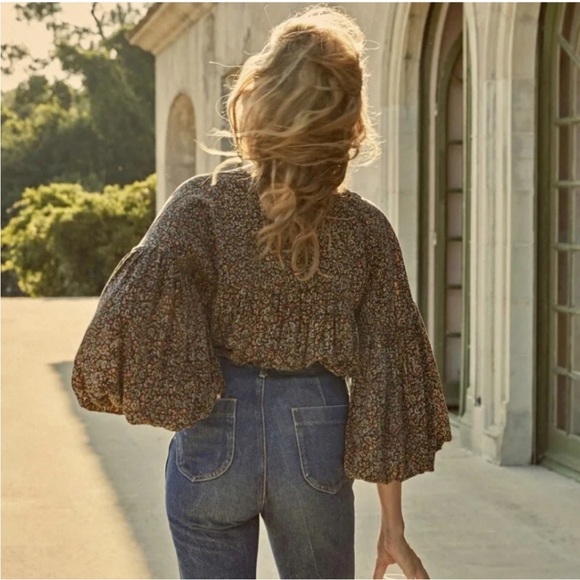 New Doen Silk Savona Blouse in Saint Claude Paisley S - Picture 5 of 15